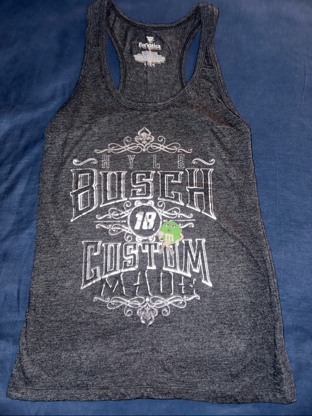 Fanatics Heather Charcoal Racing Graphic Tank - Black & White